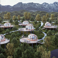 Villa carrée en PC au design moderne Maison à bulles avec installation facile Igloo préfabriqué transparent pour camping Petite maison transparente