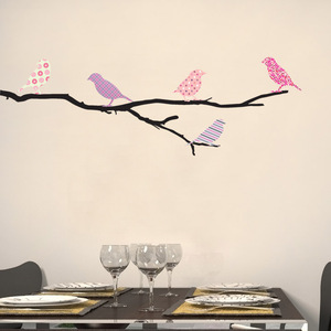 Adesivo murale ecologico rimovibile e resistente con ramo d'albero e diversi <span class=keywords><strong>uccelli</strong></span>, decorazione da parete. - Product Image 5