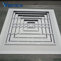 Diffuseur d'air de plafond Ventech de haute qualité pour CVC, grille d'aération, diffuseur d'air 4 voies