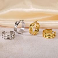 Pendientes de Aro Redondos Geométricos de Oro Hueco con Estructura en Capas, Duraderos y de Moda, Joyería para Uso Diario