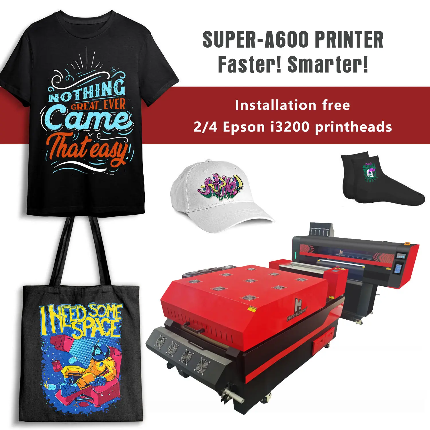 Kualitas Terbaik otomatis t shirt i3200a1 dtf printer mesin cetak 24inch dengan shaker untuk pakaian