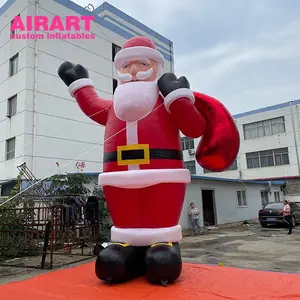 Holiday Inflatables Christmas Decoration Inflatable Red Color Santa With Xmas Package