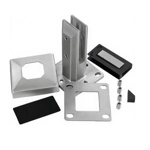 Aleader Garde-corps en verre sans cadre pour <span class=keywords><strong>piscine</strong></span>, en acier inoxydable 304 noir, avec mini-poteau réglable pour extérieur - Product Image 5