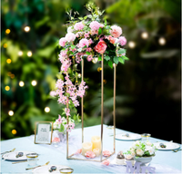 Centres de table rectangulaires en métal doré pour mariage, support à fleurs pour mariage