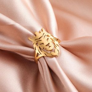 Meine Form Löwe Kronen <span class=keywords><strong>ring</strong></span> für Frauen Männer Edelstahl Punk Tierkopf Verstellbare Fingerringe für Jungen Weihnachts schmuck - Product Image 4