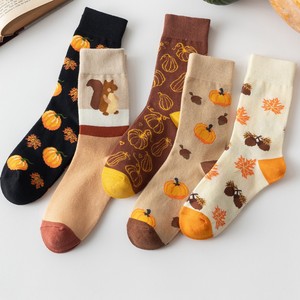 Calcetines <span class=keywords><strong>de</strong></span> Mujer, Estilo Nuevo, a Media Pantorrilla, Coloridos, con Dibujos Animados <span class=keywords><strong>de</strong></span> Ardilla y Calabaza, Certificado CE, Antibacterianos, Largos, <span class=keywords><strong>de</strong></span> Punto, para Otoño - Product Image 2