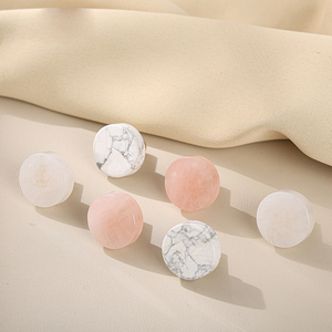 Perillas Redondas de Latón Macizo con Piedra Natural, Estilo Nórdico, Blancas, de un Solo Orificio, para Cajones de Muebles y Vinotecas - Product Image 3