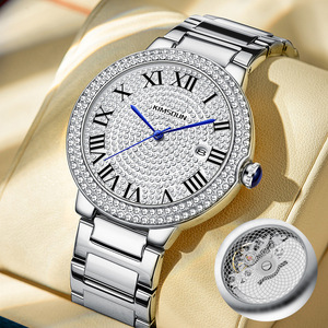 Luxury <b>Wristwatch</b> for Women Stainless Steel case Rhinestones Quartz Watch Business casual mechanical watches Luminous men watch - Product Image 1