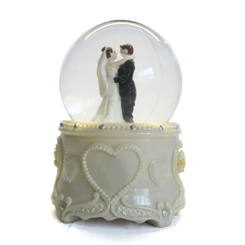 Water Globe Snow Globe Music Bell Water Balloon Crystal Ball Box Resin Handmade As Wedding Gifts Saint Valentine'S Day