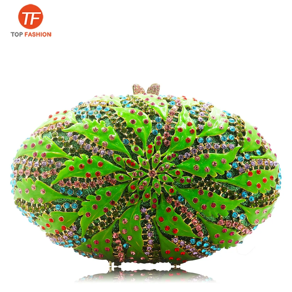 Factory Wholesales Crystal Clutch Bags Luxury Green Florals Evening Bags Party Purse Women Bridal Wedding Clutch Bags