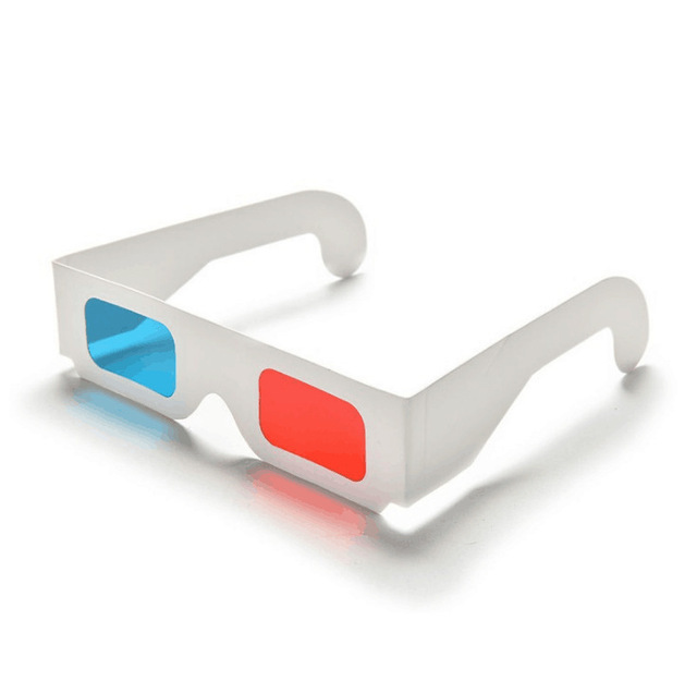Cinema Red/Cyan Disposable Paper 3D Glasses-Folded in Protective Sleeve