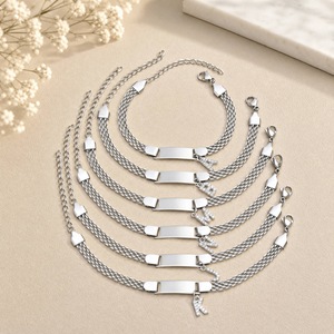 Engravable Stainless Steel Curved Bar CZ Bracelet, Personalized Kids <b>Birthday</b> Gift, Parent-Child Matching Family Bracelets - Product Image 4