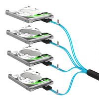 Cable SFF-8087 Mini SAS a 4 SATA 3.0 Rectos, 6Gbps, Cable de Datos Interno para Servidor, para Tarjeta RAID HBA, Conexión de 4 HDD/SSD SATA