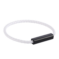 Pulseira de couro legítimo com círculo duplo, pulseira com corda e pingente, joia feminina pandora