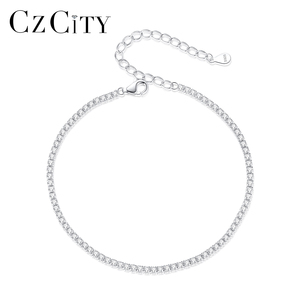 Braccialetto a catena in rodio da donna con ciondolo e zircone da 2mm 925 coreano in <span class=keywords><strong>argento</strong></span> Sterling moda ragazza 925 - Product Image 1
