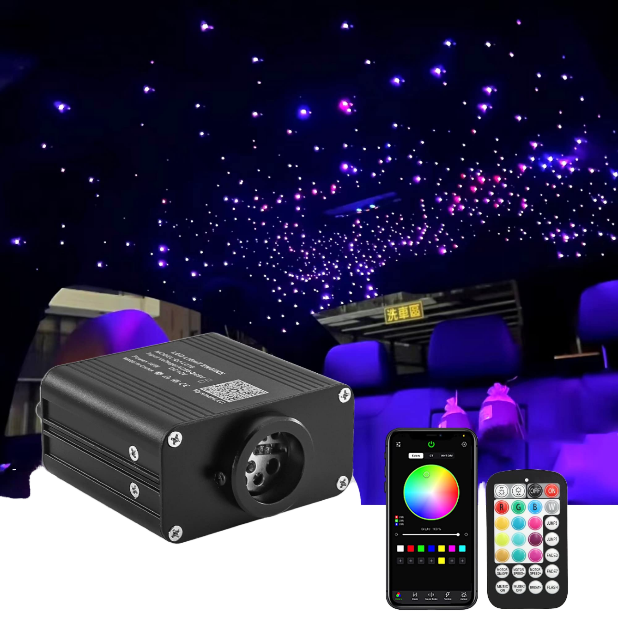 A80 DC12V LED Star Ceiling Light Kit Interior Twinkle RGBW Headliner for Car Roof Fiber Optic APP RF RGBW Twinkle Starlight