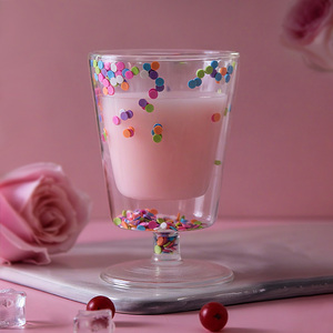 Romantico amorevole tazze dolci regalo per <span class=keywords><strong>san</strong></span> <span class=keywords><strong>valentino</strong></span> doppia parete tazze di vetro con puntini e stelle otturazioni caffè latte bicchieri di vino - Product Image 3