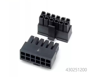 Thu nhỏ nối 43025 uốn 12 mạch 3.0 Mét Pitch Ổ cắm điện 430251200 vỏ cao su màu đen - Product Image 4