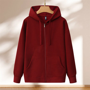 Hooded Zip Up Sweatshirt Dark Green Fleece Lined Workwear Corporate Student Uniform Autumn Style - Product Image 2