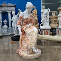 Sculpture de femme en marbre de jardin d'extérieur, statue de fille assise sexy d'anime