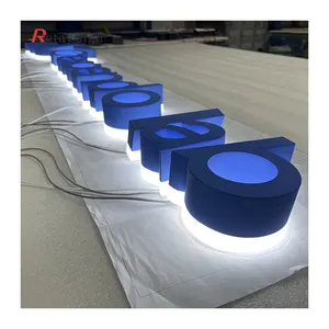 Señalización retroiluminada de letras de canal de luz LED de publicidad de metal exterior personalizada de pared