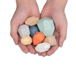 Neues Design Frühpädagogisches Holzspielzeug für Kinder, bunte Steine-Blöcke, Spiel zur Hand-Auge-Koordination, Holz-Balance-Spielzeug - Product Image 1
