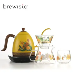 EU 플러그 Brewista 장인 이중 벽 상수 600ml 구즈넥 바리에일 온도 제어 주전자 커피 포트