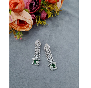 Elegantes Pendientes Largos con Diamantes AD y Piedra Rosa, Joyería de Lujo para Novias y Fiestas de Boda para Mujer - Product Image 2