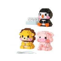 Blocs de construction en particules compatibles avec les animaux, jouet éducatif pour enfants, ornements à assembler, poupée de dessin animé, puzzle, cadeau pour fille 14+