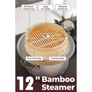 Panier vapeur en <span class=keywords><strong>bambou</strong></span> 12 pouces, 2 niveaux, capacité <span class=keywords><strong>10L</strong></span>, avec couvercle en <span class=keywords><strong>bambou</strong></span>, compatible gaz et induction, 50 doublures, baguettes, plat à sauce, style asiatique - Product Image 2