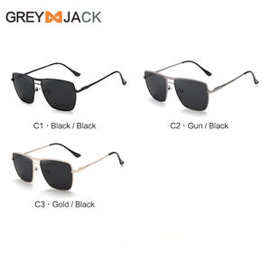 Lunettes de soleil polarisées pour homme Grey Jack, protection UV400, monture intégrale, verres TAC, charnières à ressort or et noir, style décontracté et professionnel - Product Image 4