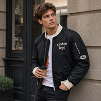 Blouson Bomber Homme Marque Privée Rétro Noir avec Contraste Côtelé Style Streetwear Doublure Orange Style Baseball Zippé
