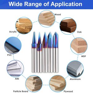 Hqmaster 5 cái Bộ định tuyến khắc gỗ <span class=keywords><strong>CNC</strong></span> Bộ 1/4 ''chân 15 ° chi tiết khắc lót 20 ° hồ sơ 90 ° V rãnh Bộ định tuyến <span class=keywords><strong>bit</strong></span> ODM - Product Image 6