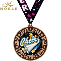 Médaille Noble Cheerleading avec ruban Glittery Cheer Design Sports Award pour les compétitions