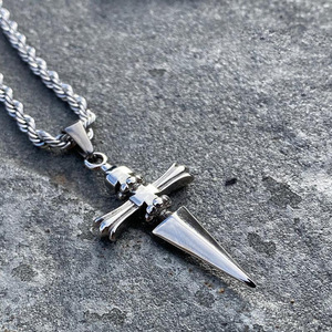 Collar con Colgante de Cruz de Acero Inoxidable para Hombre, Estilo Punk Hip Hop, Cadena de Cuerda Impermeable, Joyería para Hombre - Product Image 1