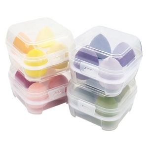 4-Piece Multi-Colored <strong>Makeup</strong> <strong>Sponge</strong> Blender Set with Case and <strong>Holder</strong> Blending <strong>Sponges</strong> for Liquid Cream and Powder <strong>Makeup</strong> - Product Image 1
