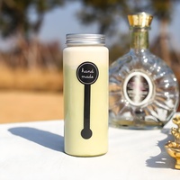 Bouteille de boisson en plastique transparente portable de 500 ml avec bouchon carré, jetable, pour thé au lait, café froid, jus, café, pots en plastique