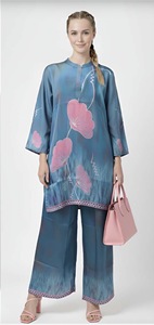 Ensemble coordonné deux pièces pour femmes, respirant, élégant, décontracté, ensemble Kurti et pantalon assorti, tenue confortable et écologique pour toutes les saisons - Product Image 4