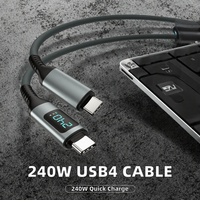 Kabel Proyeksi 8K USB 3.2 Thunderbolt Tipe-C Dua Sisi 10Gbps PD 240W Pengisian Cepat PVC Kompatibel dengan Ponsel & Komputer