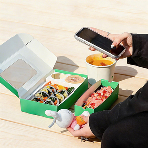 Caja de <span class=keywords><strong>Sushi</strong></span> Personalizada con Ventana Transparente, Envase de Papel para Llevar de Grado Alimenticio, Caja Bento para Almuerzo, para Restaurante, Catering y Entrega a Domicilio - Product Image 4