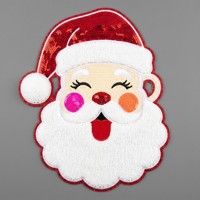 Grande Applicazione Termoadesiva Ricamata con Paillettes Rosa di Babbo Natale e Signora Claus, Carina e Femminile, per Vestiti di Natale, Giacche, Felpe con Cappuccio, Fai da Te