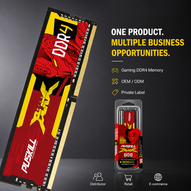 PUSKILL DDR4 8GB 16GB 32GB 3200MHz Gaming RAM Desktop PC Memory Module Wholesale in Stock