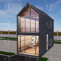 Maison modulaire préfabriquée de luxe en acier sur mesure avec structure à deux étages, cabane préfabriquée en forme de A, petite maison pour villa