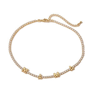 Collana da Tennis con catena di zirconi in oro placcato oro 18K Love mamma - Product Image 5
