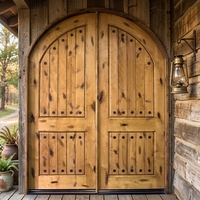 Portes d'entrée doubles en bois massif d'aulne noueux, style rustique campagnard, avec cadres intérieurs en bois de mahogany, pour chambre et cour.