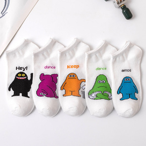 Anime Cartoon Ankle Socks For Women Breathable Sweat Absorbent All Season Casual Wear White With Colorful Characters - Product Image 2