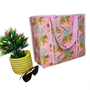 Bolso de Mano de Algodón para Mujer, Bolso de Hombro Acolchado de Estilo Vintage, Estampado a Mano, Uso Diario Ecológico - Product Image 1