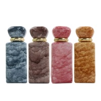 Flacon de parfum vide de luxe en verre coloré de 50 ml avec bouchon à vis et diffuseur à roseaux motif pierre pour femme