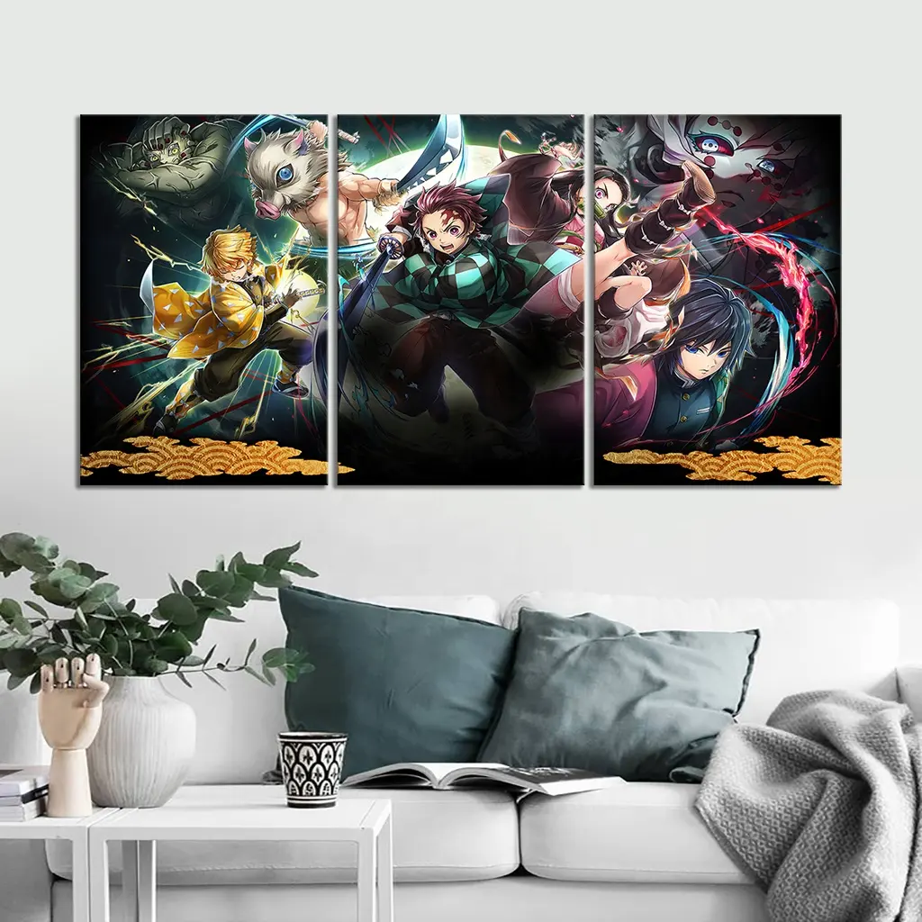 Dämon Slayer Kimetsu Keine Yaiba Die Film Mugen Zug Bild Kunstwerk Leinwand Wand Kunst Gemälde für Wohnzimmer Anime Wand decor