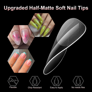 120 <span class=keywords><strong>faux</strong></span> <span class=keywords><strong>ongles</strong></span> semi-mat en gel souple, formes amande, stiletto, cercueil, French, couvrance totale, en acrylique, pour salon et usage domestique, <span class=keywords><strong>à</strong></span> presser - Product Image 3